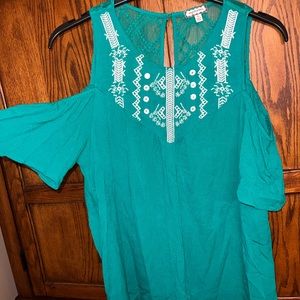 Women's Cold shoulder Aztec shirt.